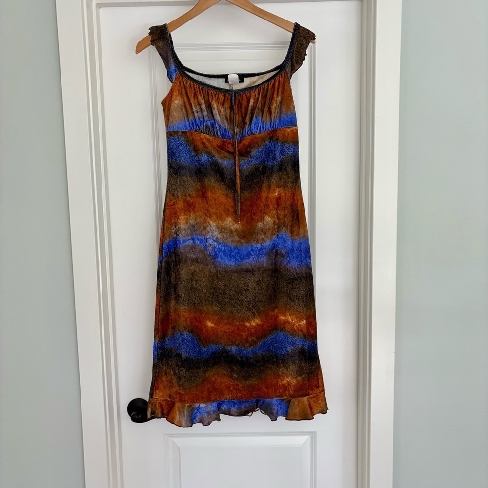 Katie K Y2K Crushed Velvet Babydoll Midi Dress Size M